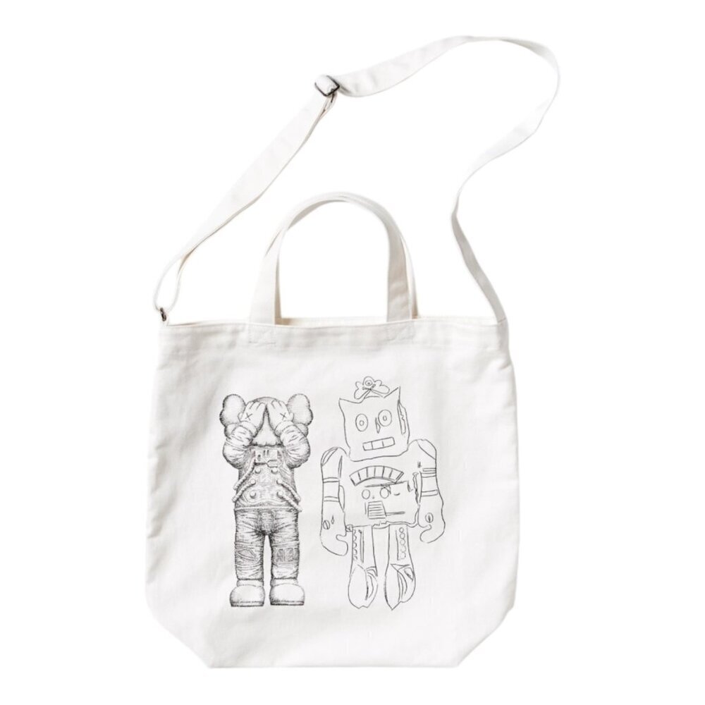 Uniqlo Kaws Andy Warhol Unisex UT Graphic Canvas Two Way Tote Bag Off White OS